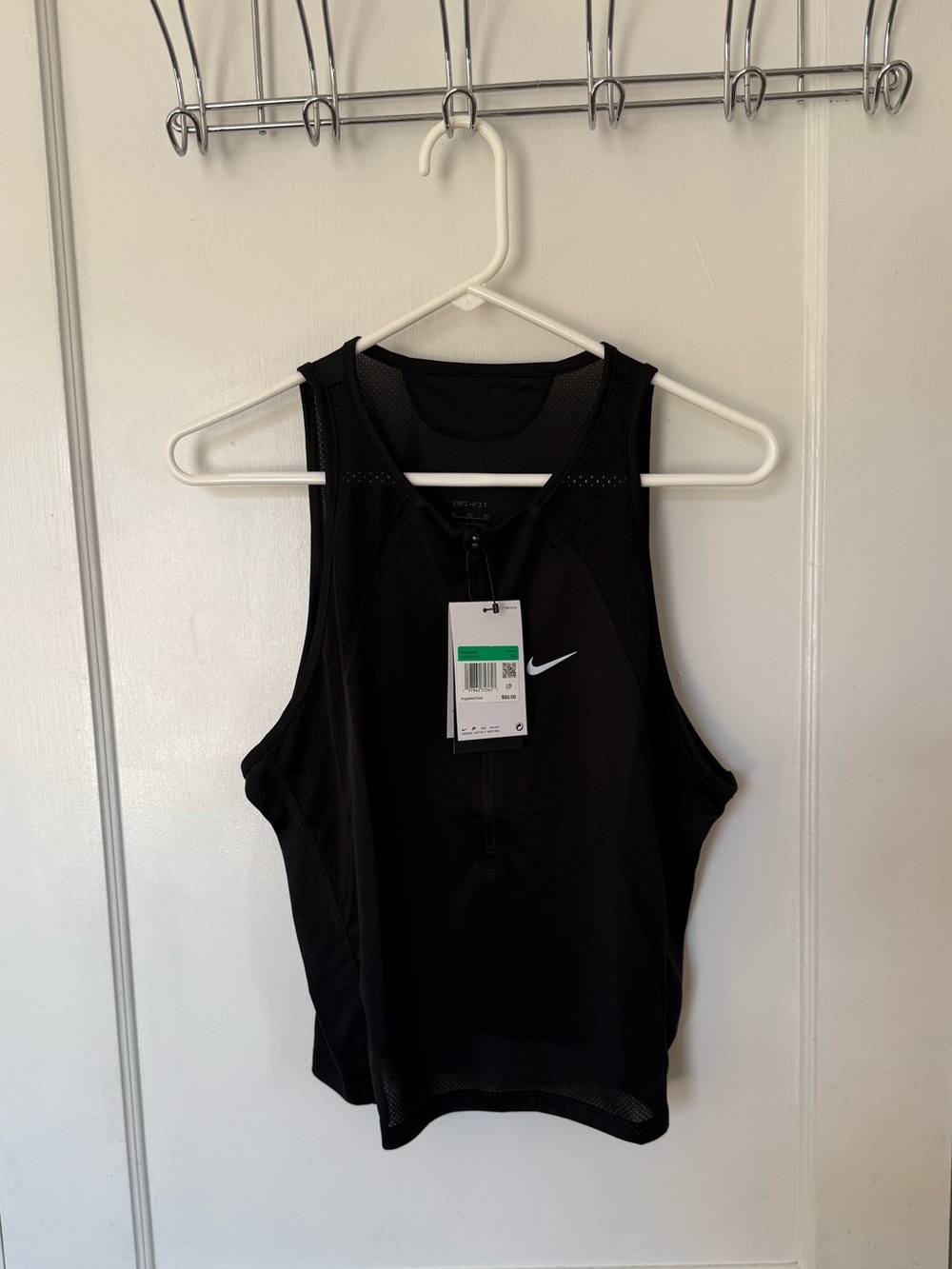 New Nike Dri-Fit Breathable Mesh Black Zip Front Tank Women's size XL